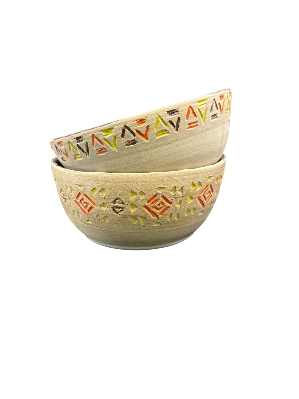 Artisan Pair Southwest Aztec Mexican Style Pottery Bowls Southwest Pottery Bowls